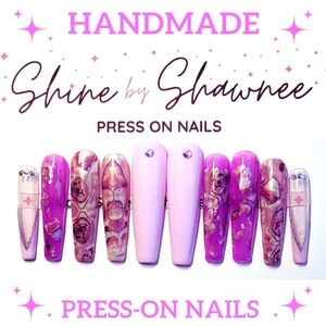 Handmade Luxury Press-On Nails | Sturdy & Reusable | PURPLE MARBLE